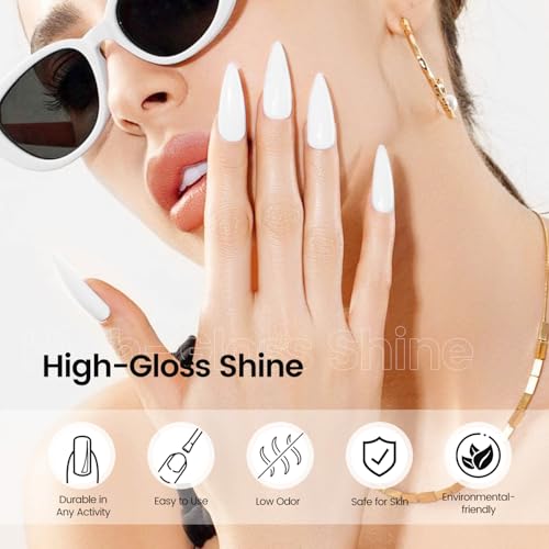 White Gel Nail Polish - 10ml Long-Lasting, Quick Cure, B02 Variation