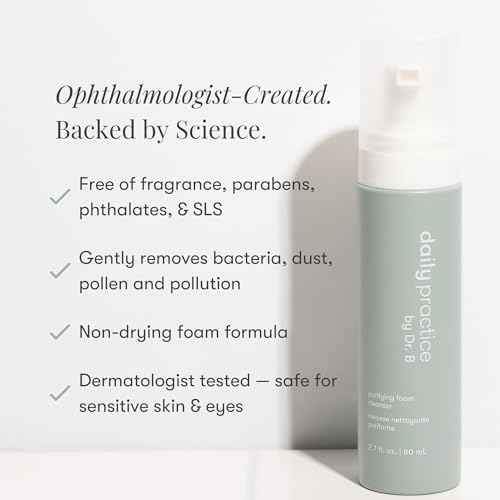 Daily Practice Dr. B Purifying Foam Cleanser - Gentle Eyelid Cleanser & Eyelash Wash for Sensitive & Dry Eyes, Blepharitis Treatment - Ophthalmologist-Created, Paraben/Phthalate/SLS-Free - 2.7 fl oz