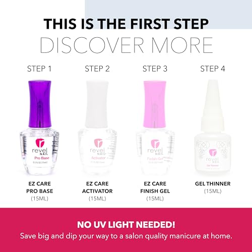 Revel Nail Dip Powder Pro Base Coat - Long-Lasting Dip Nail Liquid, 0.5 oz