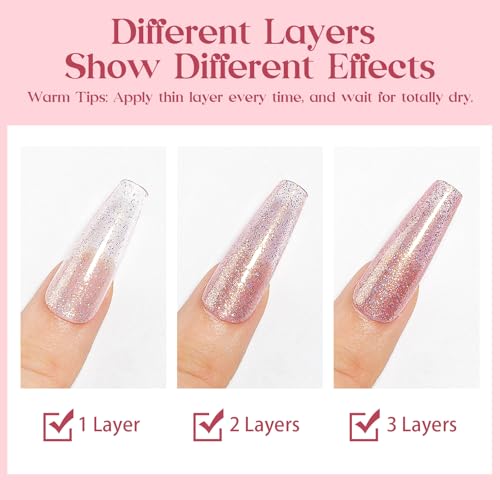 MIZHSE Glitter Pink Quick Dry Nail Polish, 15ml