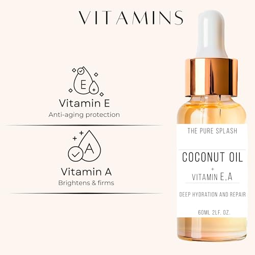 Coconut Oil with Vitamins E and A ? Deep Hydration & Skin Nourishment | Lightweight, Non-Greasy Formula for Face, Body & Hair | 60ml
