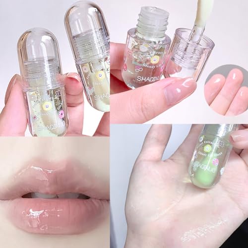 4-Pack Fruit Flavored Lip Gloss Oil Set with Hydrating Jelly Formula