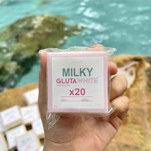 Milky Gluta White Soap, 70g Glutamilk ?????????????????? Soap, Milky Gluta White Soap20x, Gluta Milk Barsoap for Face & Body, For Firm & Brightening Skin, Deep Cleans (5pcs)