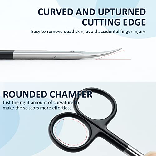 Qunzhao Cuticle Scissors for Women and Men Curved Stainless Steel with Tip Grooming Blades Manicure Nail for Dry Skin Nail Scissors (3)