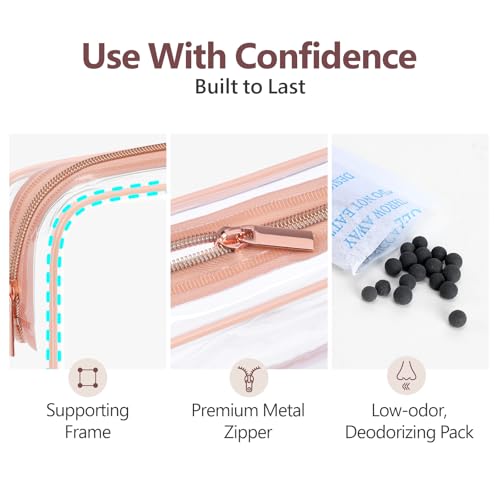 Clear Makeup Bag Travel Set - TSA Approved Toiletry Bags, 2 Pack