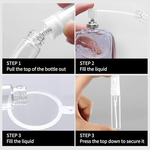 320 Pcs Mini Spray Bottles with 10 Perfume Dispensers, 10 Droppers, and 10 Funnels, Clear Refillable Glass Perfume Atomizer for Travel, Fragrance, Scent Samples, and Pocket Dispensers (5ml)