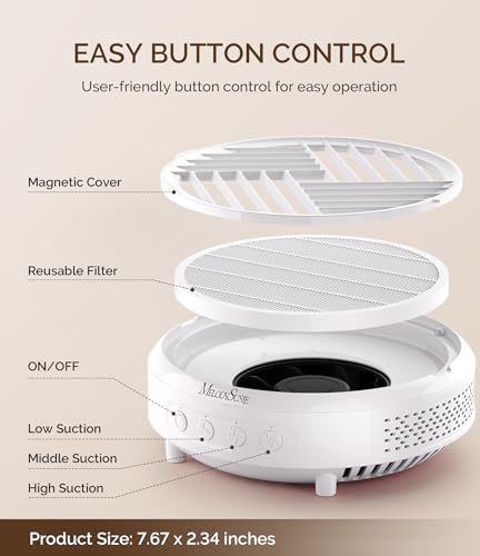 MelodySusie Portable Nail Dust Collector with 3 Suction Modes