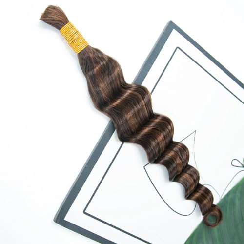 Bulk Human Hair for Braiding - 50g Loose Deep Wave, #4/30