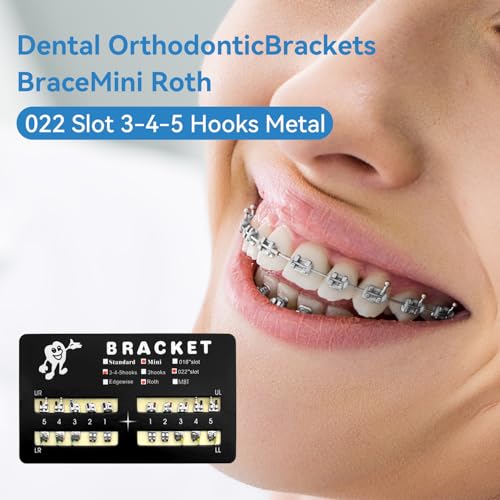 100pcs/Pack 022 Slot Bondable with Hook on 345 Teeth Model Mini Roth Brackets Roth,5 pieces per pack 20 pieces per pack. (5 pcs)