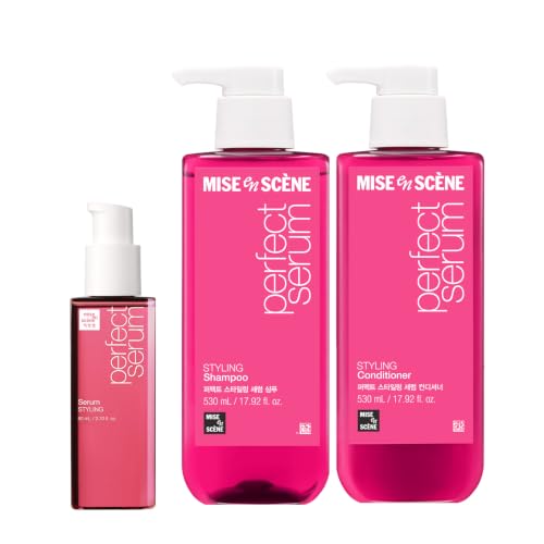Mise En Scene Perfect Serum Trio - Shampoo, Conditioner & Heat Protection Oil