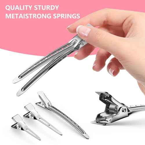 75pcs Duck Biled Hair Clips for Women, Duckbill & Metal Hair Clips for DIY Styling, Silver Hair Pins with Storage Case - Salon & Home Hair Accessories for Cutting, Rolling Long Hair