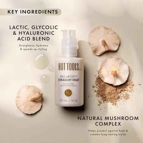 HOT TOOLS Heat Protectant Straightening Serum | Hair Straightener, Reduces Frizz, and Speeds Up Styling | Protects Hair from Heat Damage without Use of Silicones