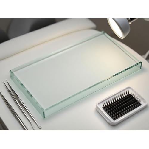 Crystal Tray Glass Eye Lash Stand Pallet Holder for Eyelash Extensions 4.5X2.5X0.4 Inch 1PC