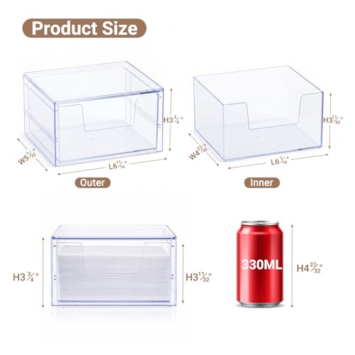 HOMETUK Clear Disposable Facial Towels Holder with Drawer – 1Pcs Acrylic Cotton Pad Dispenser for Bathroom & Vanity