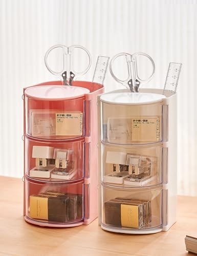 Rotating Hair Accessories Organizer, 3-Drawer Storage for Brushes & Clips