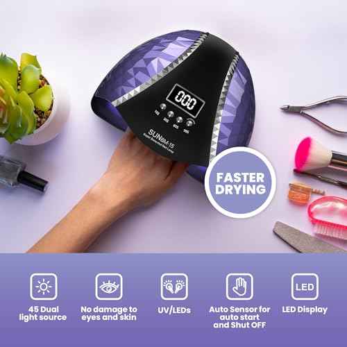 180W UV LED Nail Lamp, Gel Polish UV Light, 45 LED Nail Lights with Auto Sensor, LCD and 4 Timer Settings, Professional Nail Dryer, Blue Light Nail Lamp.