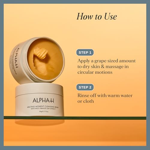 Alpha-H Melting Moment Cleansing Balm For Your Face - Removes SPF, Dirt & Pollution - Nourishing Balm To Oil For All Skin Types - Vegan & Pregnancy Safe Makeup Remover