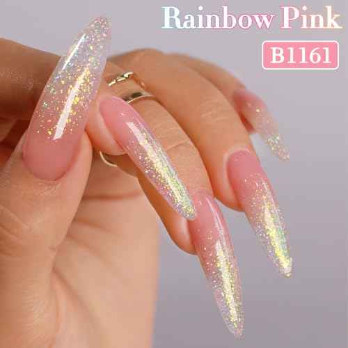 Double Rhythm 0.5Oz Glitter Gel Polish Shimmer Reflective Color for Nail Art Salon DIY Soak Off 15ml Nail Lamp Gel Polish at Home (Pink-B1161)