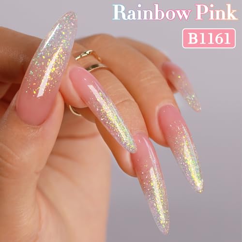 Double Rhythm Sugar Pink Glitter Gel Polish 15ml for Nail Art & Manicure