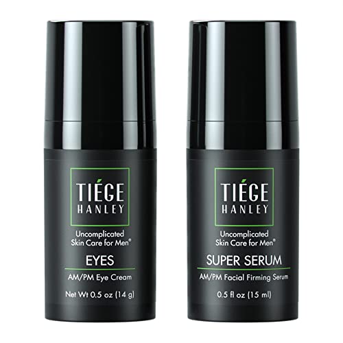 Tiege Hanley Anti Aging Bundle for Men, Eye Cream and Face Serum With Peptides, Hyaluronic Acid, and Vitamin B3 to Help Reduce the Look of Wrinkles and Dark Circles, Men¡¯s Skin Care, 2 Piece Set