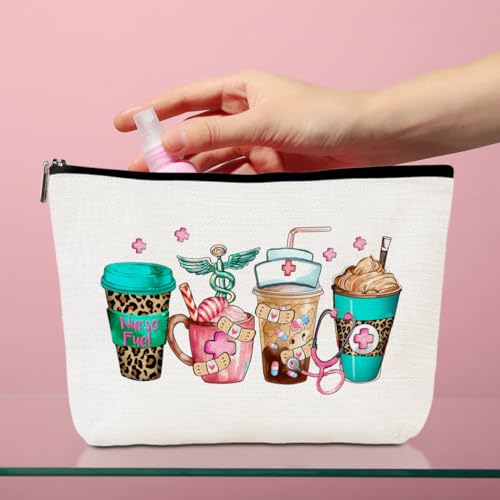 Nurse Cosmetic Bag Nurse Gifts Nurse Appreciation Coffee Lovers Makeup Bag Nurse Graduation Gift Nursing Student Essentials Accessories Nurse Practitioner Gifts for Women Nurses Week Birthday Gift
