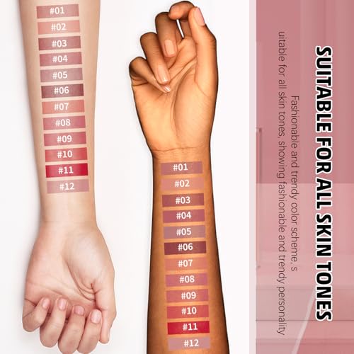 Matte Lip Gloss 12 Shades - Creamy, Long-Lasting Lipstick
