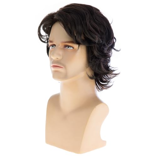 Brown Short Layered Fluffy Wig for Men | Synthetic Halloween Cosplay