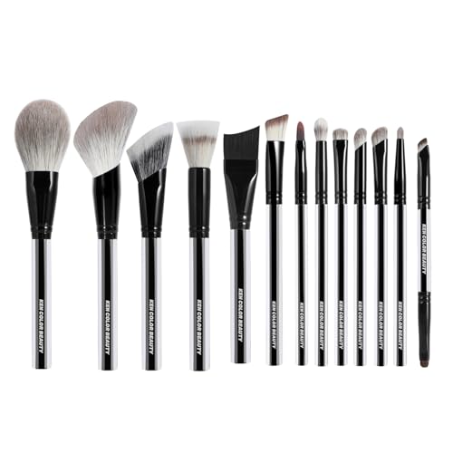 KENCOLOR Makeup Brush Set Professional with Case ? Premium Natural Hair Bristles Make up Brushes & High-End Soft Synthetic, Acrylic Handle, Dense & Non-Absorbent, for Flawless Application