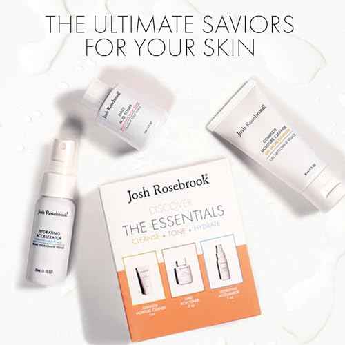 Josh Rosebrook The Essentials Kit - Cleanse, Tone & Hydrate Skincare Set | Complete Moisture Cleanse 1 oz, Daily Acid Toner 0.5 oz, Hydrating Accelerator 1 oz | Travel Size Facial Skin Care