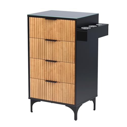 OmySalon Barber Station with Glass Top & 4 Drawers