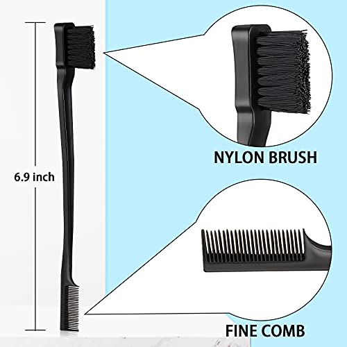 Black 3-Piece Hair Edge Brush and Comb Set - Detangling & Styling Tools