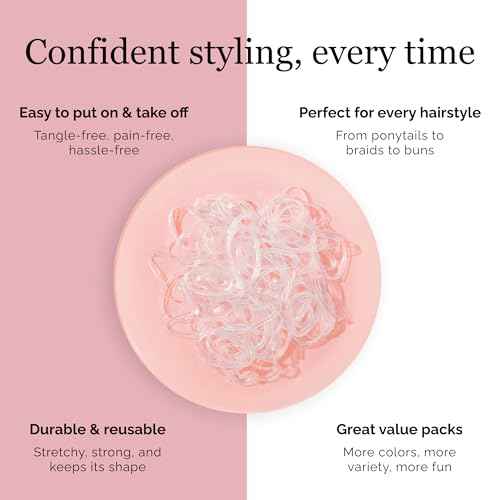 By Lolly - 500 Clear Rubber Hair Ties for Girls and Toddlers - Elastic Hair Bands and Disposable Plastic Hair Accessories