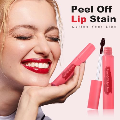 Lip Stain Peel Off - Long Wear Tattoo Lip Liner, Waterproof & Transfer-proof Peel Off Lip Stain with Matte Finish, Lip Tint For All Skin Types (Red, 1 Count(Pack of 1))