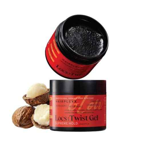 Hairplexx Glow Loc & Twist Gel ? Supreme Hold for Locs, Retwists & Twists ? Deep Moisture and Scalp Nourishment ? With Shea Butter, Biotin & Castor Oil (5.07 fl oz, Shea Butter)