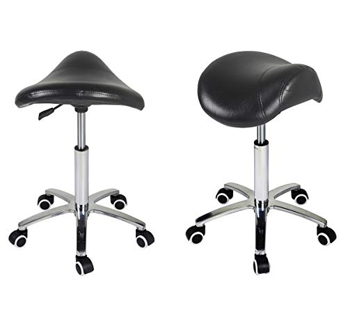 Antlu Saddle Stool Rolling Chair with Wheels - Adjustable Height