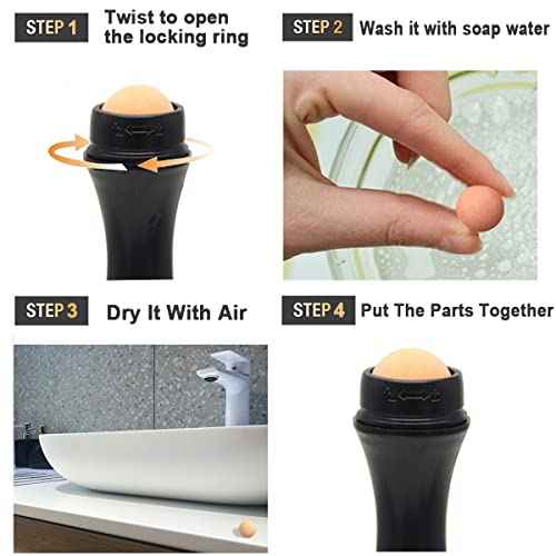 Oil Control On The Go Ball Fit REVLON Oil-absorbing Volcanic Face Roller Ball Compatible Fit REVLON oil absorbing roller Oil Blotting Tool Stone (21.5mm Diameter 4 PCS Not Include Holder)