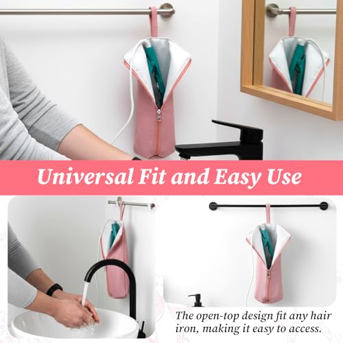 Heat Resistant Hair Iron Holder Travel Bag Pink