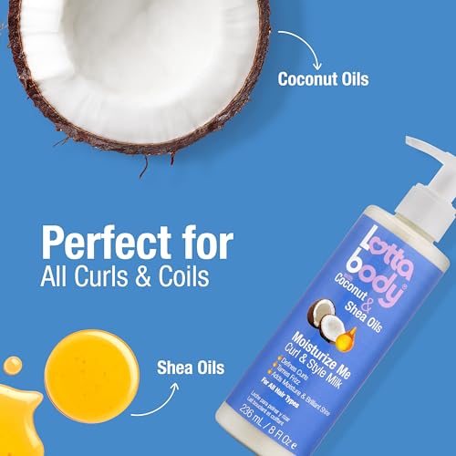 Lottabody Moisturize Me Curl and Style Milk with Coconut & Shea Oils, Lightweight Moisture-Rich Curl-Defining & Frizz-Control Styling Milk for Natural Curly, Coily & Relaxed Hair, 8 oz