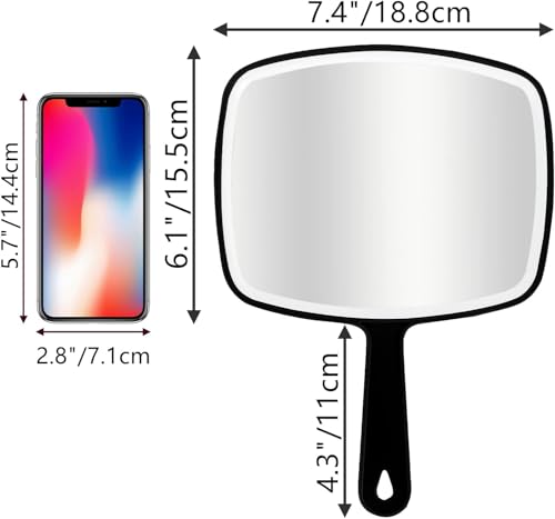 Handheld Mirror with Hanging Hole, 10.4" x 7.4" (2-Pack)