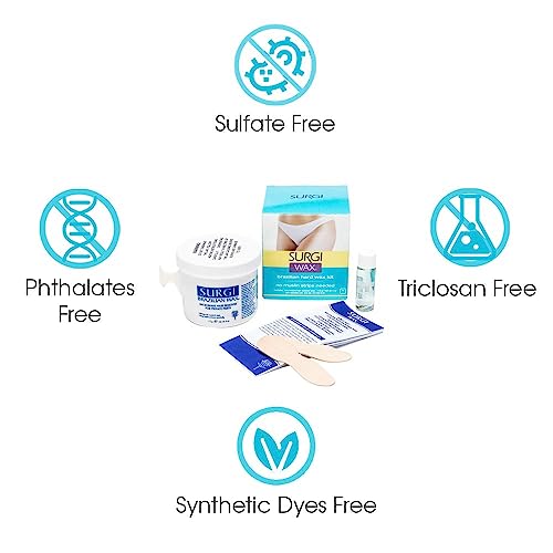 Surgiwax Brazilian Hard Wax Kit 4oz, Waxing Kit for Hair Removal with Pre-Epilation Oil (82563)