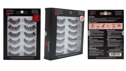 Red Cherry #43 False Eyelashes - 6 Pairs Professional