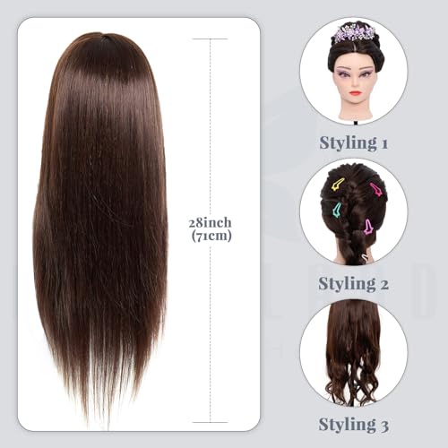 28" Mannequin Head 80% Real Hair with Tripod Stand & Clamp