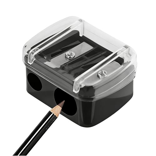 Dual Hole Makeup Pencil Sharpener with Cover for Eyeliner & Eyebrow