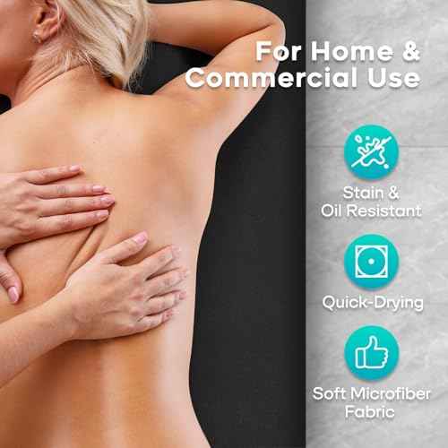 Comfyanno Massage Table Sheets Sets, 3 Pcs Professional Microfiber Massage Bed Cover Sheets, Soft, Light-Weight, Stain & Wrinkle Resistant, Includes Flat & Fitted Sheet, Face Cradle Cover - Black