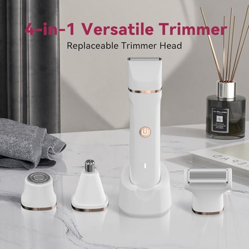 4-in-1 Electric Bikini Trimmer for Women - Waterproof Facial & Body Grooming Kit