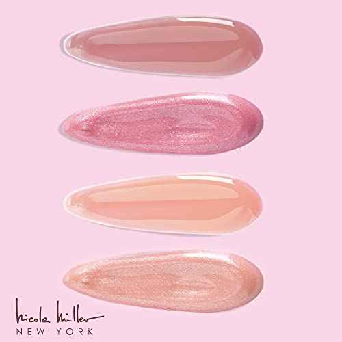 Nicole Miller Lip Gloss Collection Shimmery Glosses for Women and Girls Long Lasting Color Set with Rich Varied Colors, Peach, 10 Count (Pack of 1)