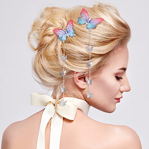 PAGOW Butterfly Hair Clips - 8pc Tassel Barrettes Set