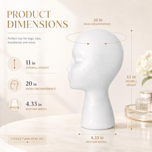 Smilco 11" Foam Wig Head Mannequin Stand - 3 Pack