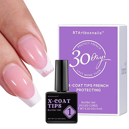 btartboxnails French Nails Black - Builder Gel, Square Nail Tips, 150Pcs Soft Gel Tips