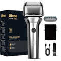 Ufree Electric Razor for Men, Rechargeable Cordless Foil Shaver, 8,500 RPM Wet and Dry Electric Shaver with 2 Speed Settings, LED Display, IPX7 Waterproof, Pop-Up Trimmer, Silver